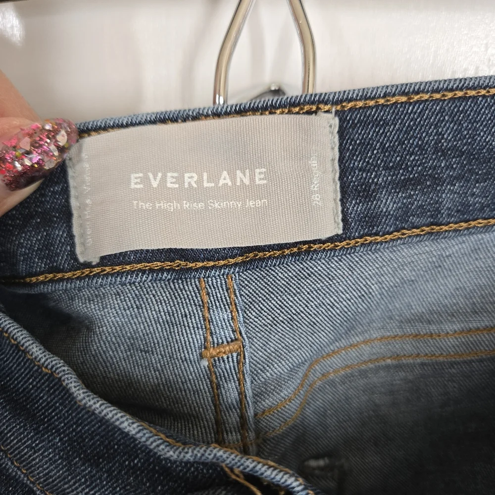 Everlane‎ Dark Blue Wash Cotton Blend The High Rise Skinny Jean Size 28 Ankle